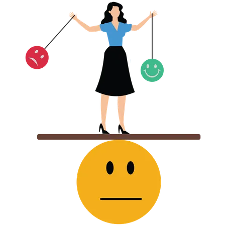 Businesswoman balancing mood  Illustration