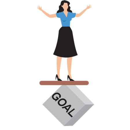 Businesswoman balancing on bricks  Illustration