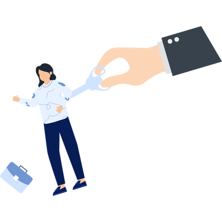 Businesswoman being controlled by hand  Illustration