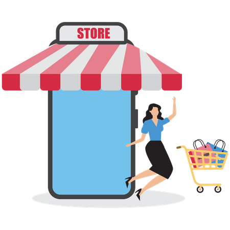 Businesswoman being happy after shopping  Illustration