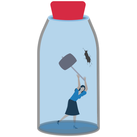 Businesswoman breaking boundary cover  Illustration
