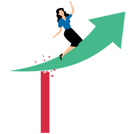 Businesswoman breaking through business barriers  Illustration