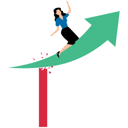 Businesswoman breaking through business barriers  Illustration