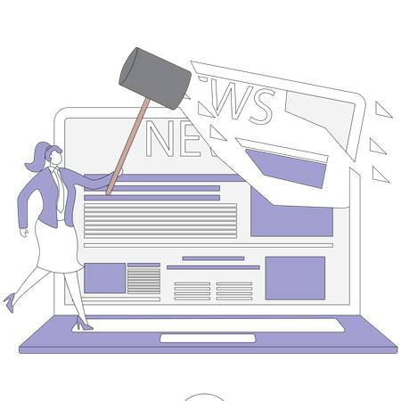 Businesswoman breakthrough news  Illustration