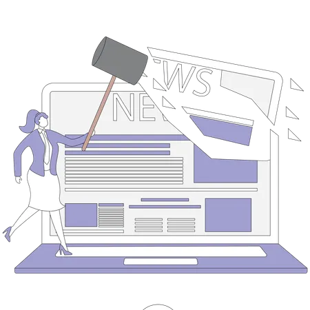 Businesswoman breakthrough news  Illustration