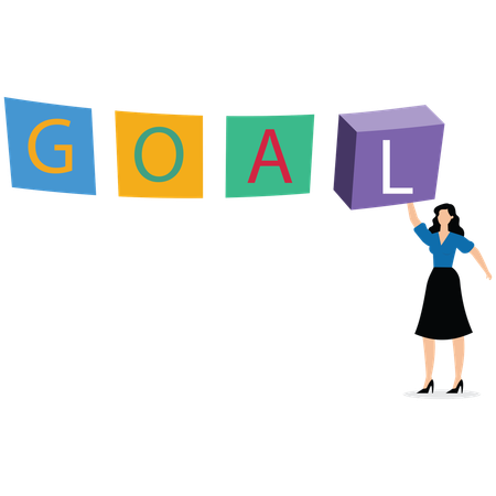 Businesswoman building business goal  Illustration