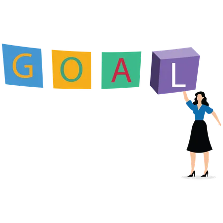 Businesswoman building business goal  Illustration