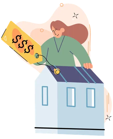 Businesswoman buying house  Illustration