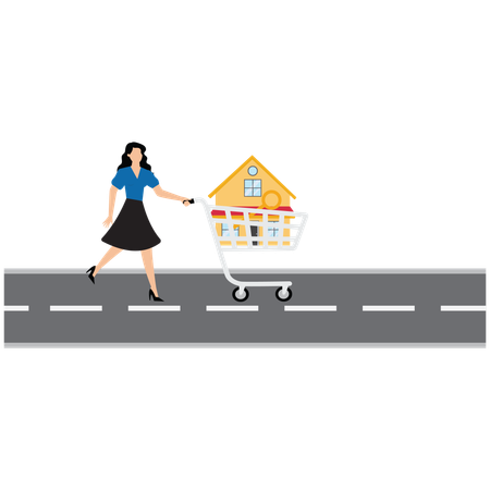 Businesswoman buying new house  Illustration