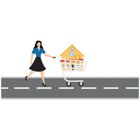 Businesswoman buying new house  Illustration