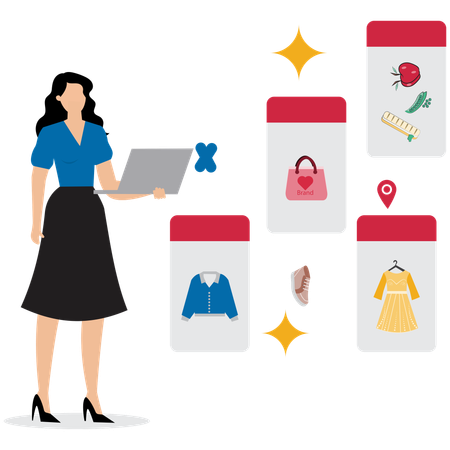 Businesswoman buying online product  Illustration