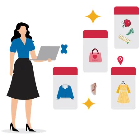 Businesswoman buying online product  Illustration