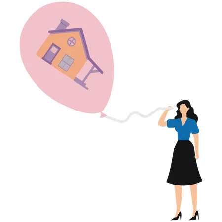 Businesswoman buying real estate  Illustration