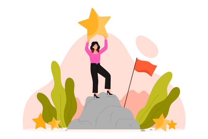 Businesswoman career achievement  Illustration