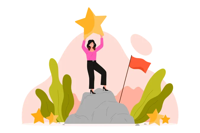 Businesswoman career achievement  Illustration