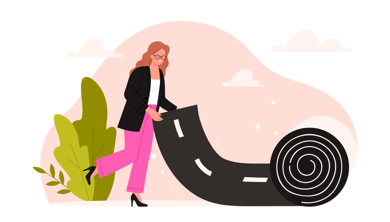 Businesswoman career planning and skills growth  Illustration