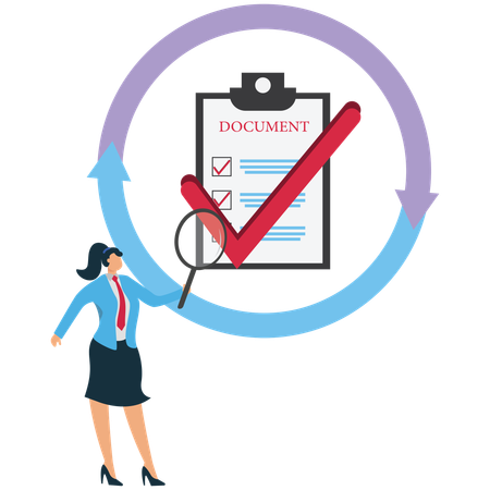 Businesswoman Carefulness in working  Illustration