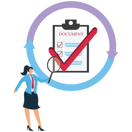 Businesswoman Carefulness in working  Illustration