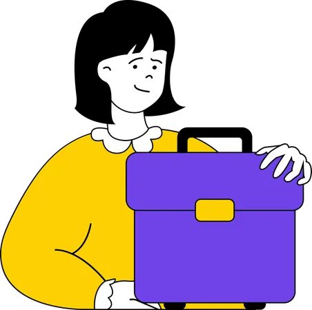Businesswoman carriers office bag  Illustration
