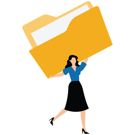 Businesswoman carry big file folder to be archived  Illustration