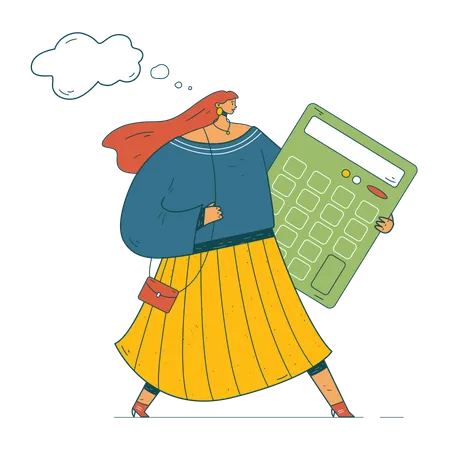 Businesswoman carrying calculator  Illustration