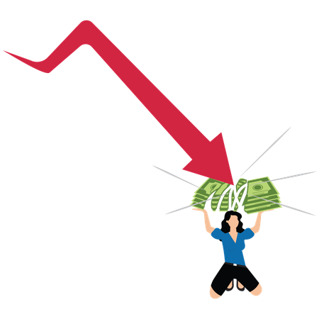 Businesswoman catches two falling arrows  Illustration