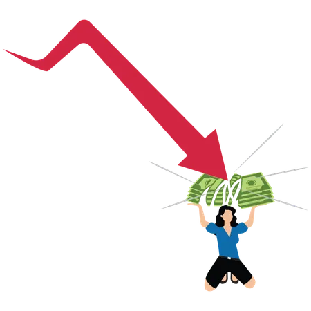 Businesswoman catches two falling arrows  Illustration
