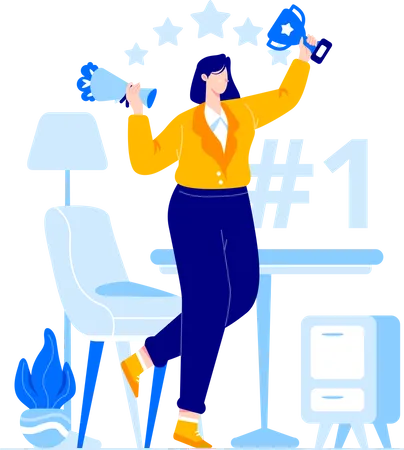 Businesswoman celebrate achievement  Illustration