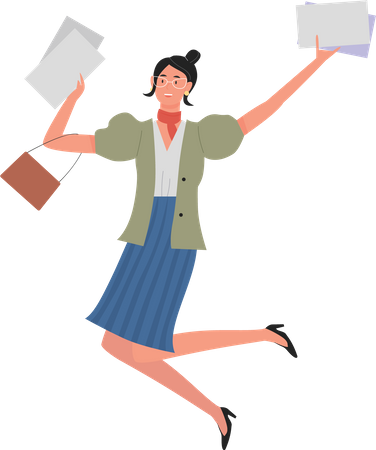 Businesswoman celebrating  Illustration