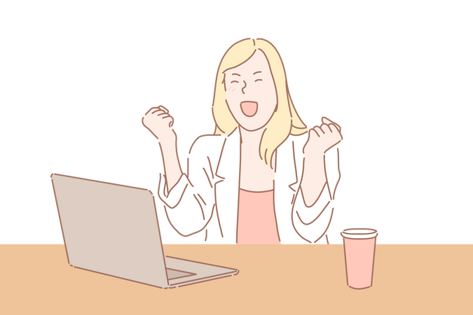 Businesswoman celebrating  Illustration