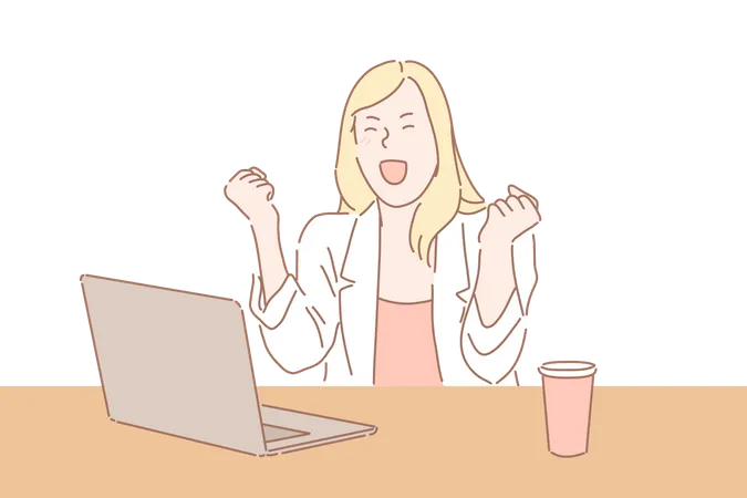 Businesswoman celebrating  Illustration