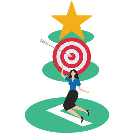 Businesswoman celebrating job completion with perfect feedback following expected target  Illustration