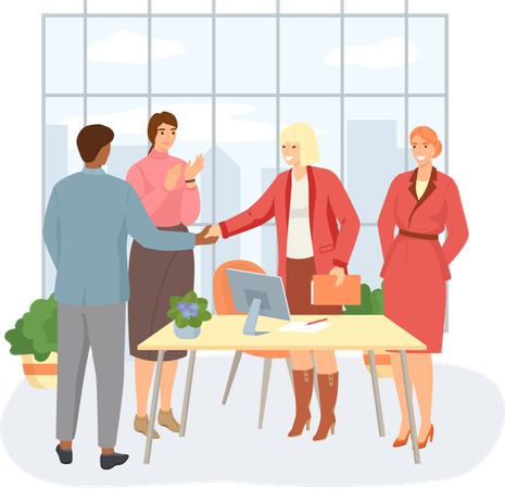 Businesswoman celebrating partnership deal  Illustration