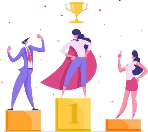 Businesswoman celebrating win  Illustration