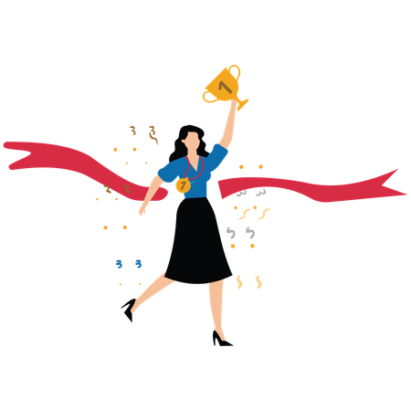 Businesswoman celebrating winning achievement  Illustration