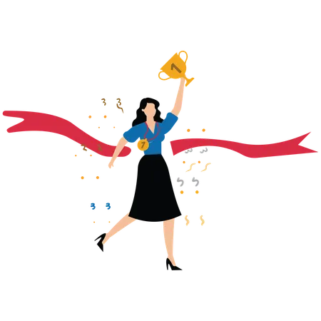 Businesswoman celebrating winning achievement  Illustration