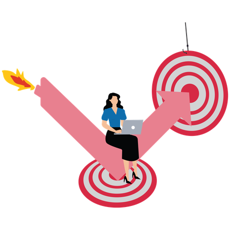 Businesswoman Changing business direction  Illustration
