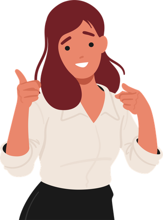 Businesswoman Character with Confident Smile Her Index Fingers Pointing Directly At Viewer  Illustration