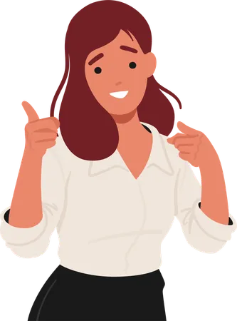 Businesswoman Character with Confident Smile Her Index Fingers Pointing Directly At Viewer  Illustration