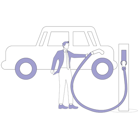Businesswoman charging electric car  Illustration