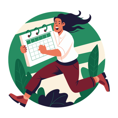 Businesswoman chasing deadline  Illustration