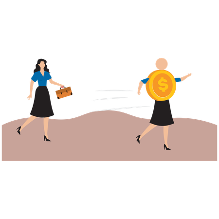 Businesswoman chasing finance  Illustration