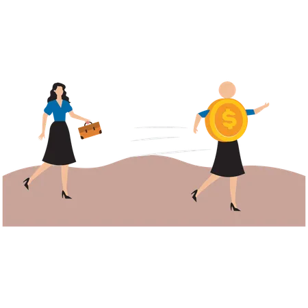 Businesswoman chasing finance  Illustration