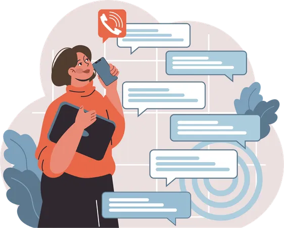 Businesswoman chats on call  Illustration