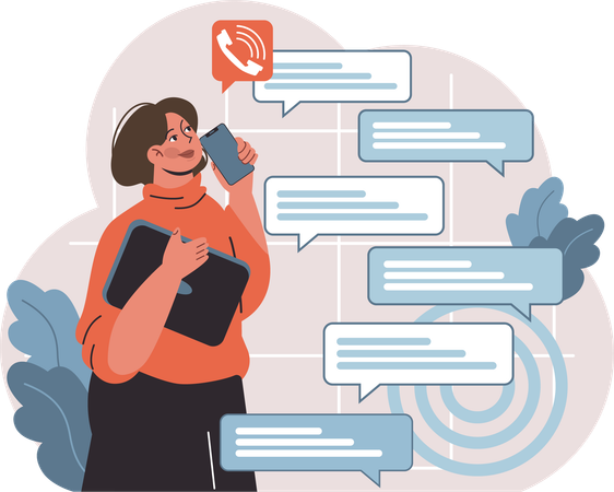 Businesswoman chats on call  Illustration