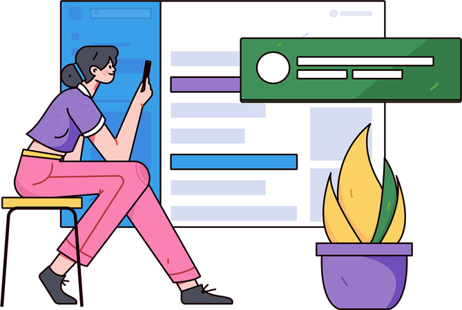 Businesswoman chatting on messages  Illustration