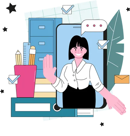Businesswoman check list business tasks  Illustration