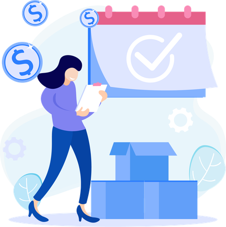 Businesswoman checking business checklist  Illustration