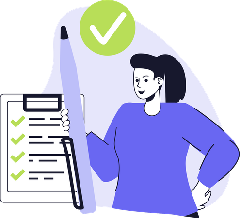 Businesswoman checking business checklist  Illustration
