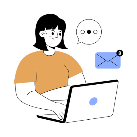 Businesswoman checking business emails  Illustration